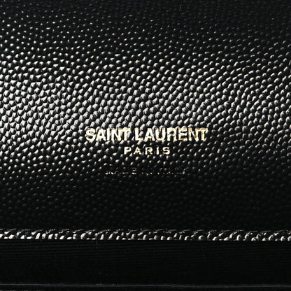 Saint Laurent Grain De Poudre Matelasse Chevron Monogram Envelope Clutch Black 6 of 9
