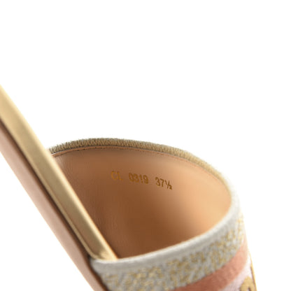 Christian Dior Cotton Embroidered Dway Mules Slide Sandals 37.5 Platinum 7 of 9