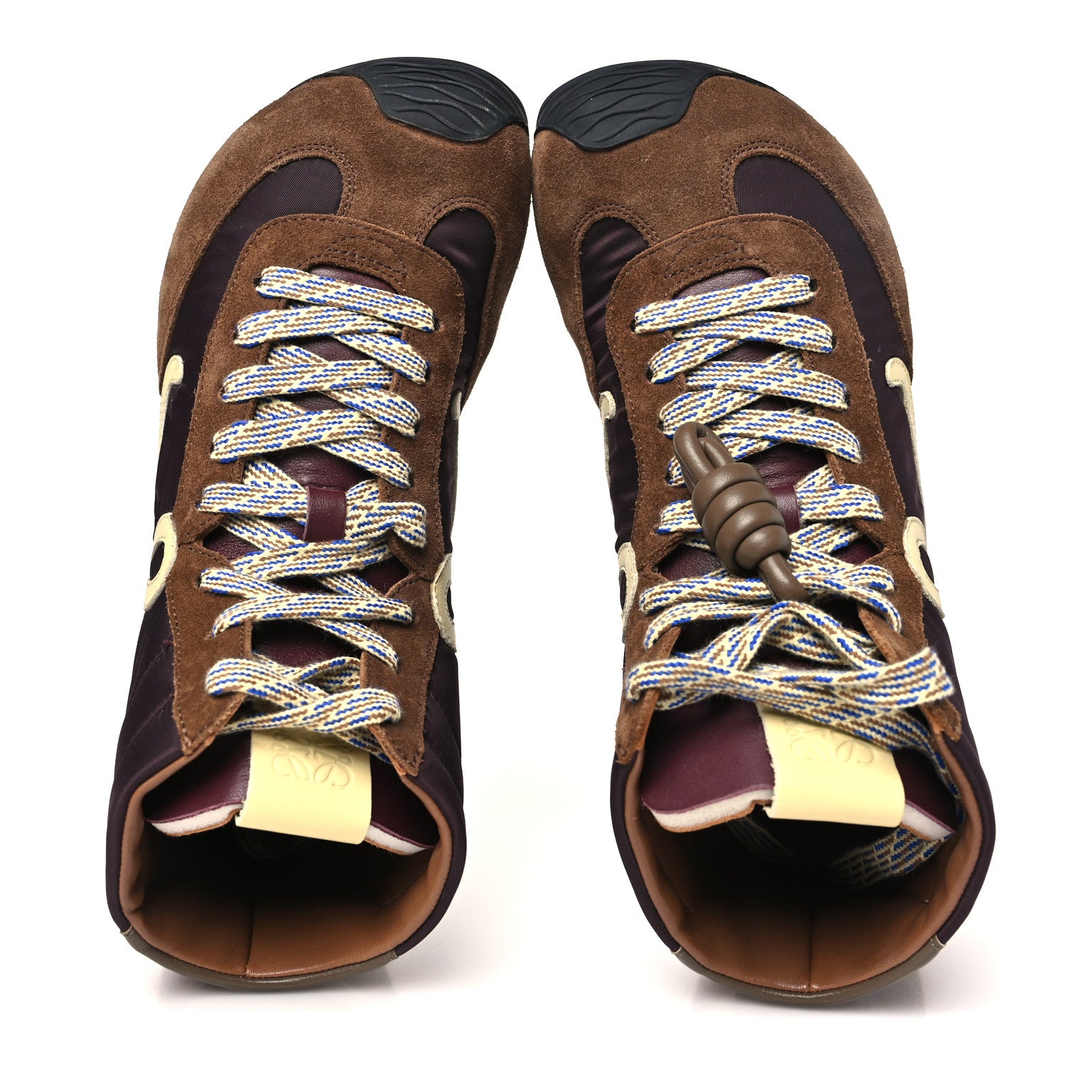 Loewe Nylon Suede Flow Runner 2.0 High Top Sneakers 37 Brown Yellow Blue 2 of 10