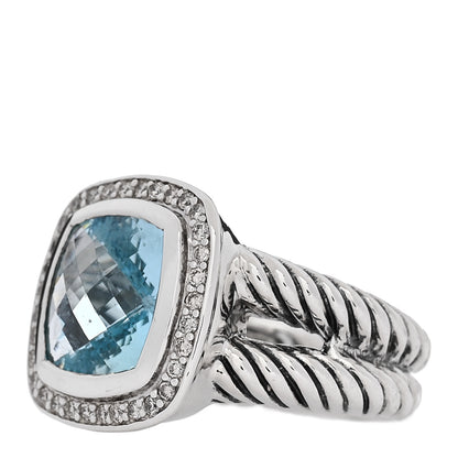 David Yurman Sterling Silver Diamond Blue Topaz 11mm Albion Ring 54 6.75 3 of 5