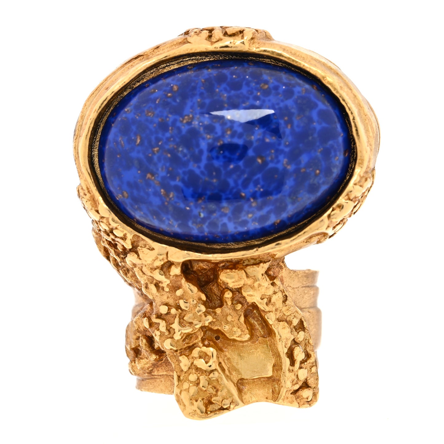 Glass Cabochon Arty Ovale Ring 49 5 Gold Blue