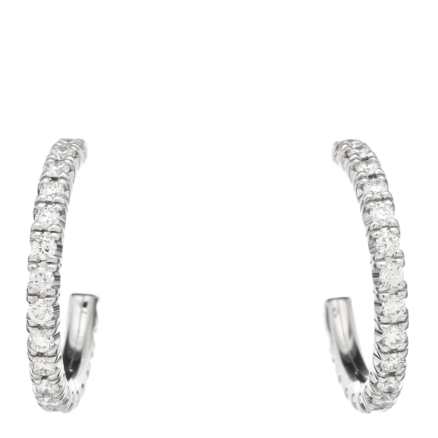 Cartier 18K White Gold Diamond Small Etincelle De Cartier Hoop Earrings 1 of 5