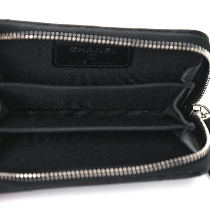 Chanel Calfskin Chevron Quilted Tassel Zip Around Coin Purse Black 5 of 10