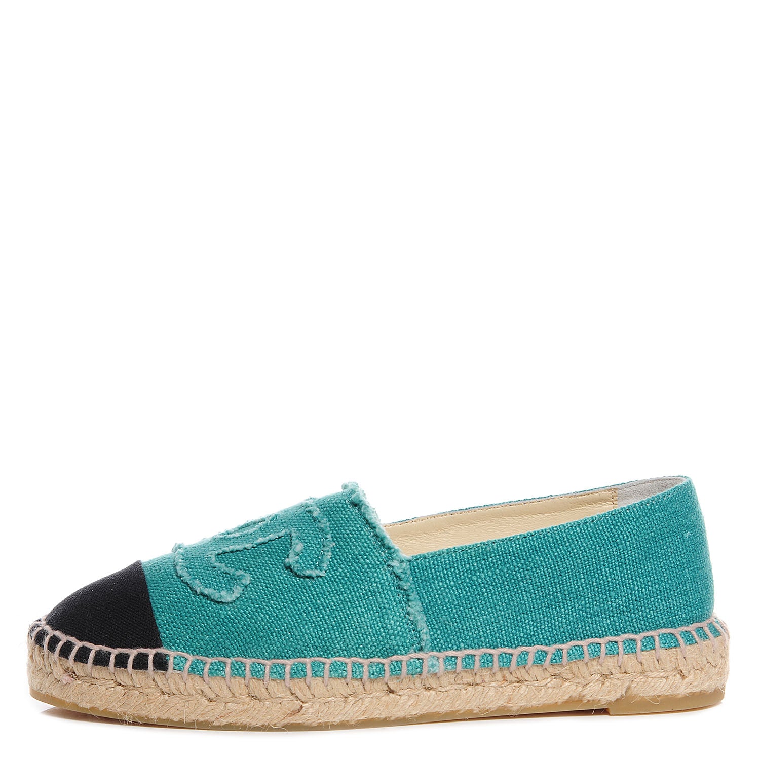 Chanel Canvas Double Sole Espadrilles 38 Green Black 1 of 7
