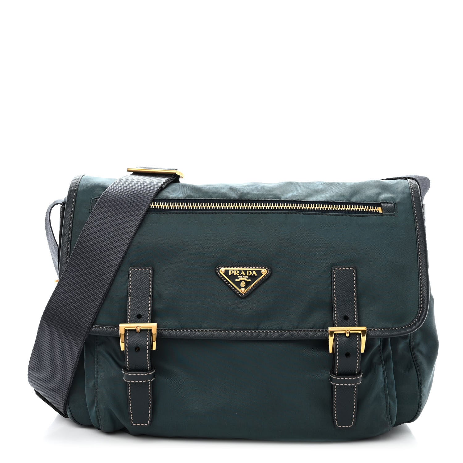 Prada Tessuto Nylon Saffiano Vela Messenger Bag Navy 1 of 11