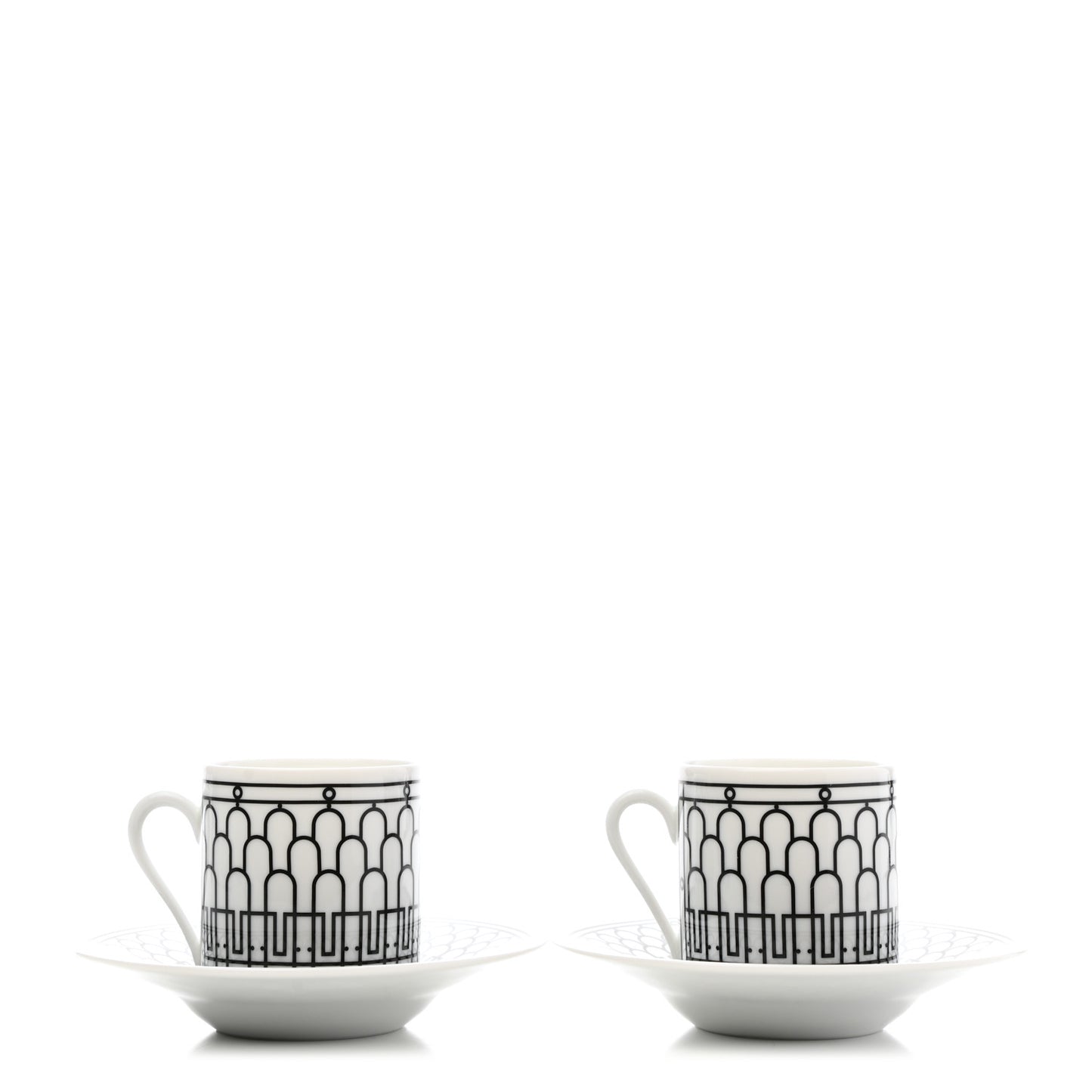 Porcelain H Deco Coffee Cup And Saucer Set Of 2 Black
