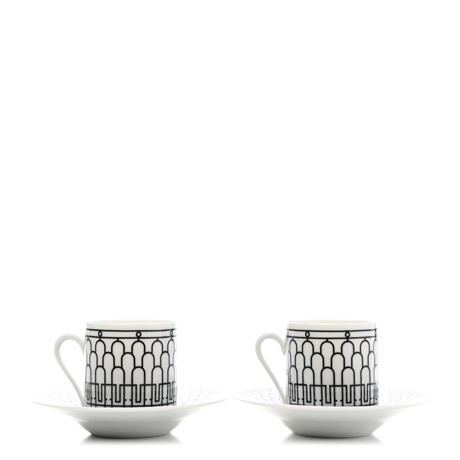Hermes Porcelain H Deco Coffee Cup And Saucer Set Of 2 Black 1 of 14