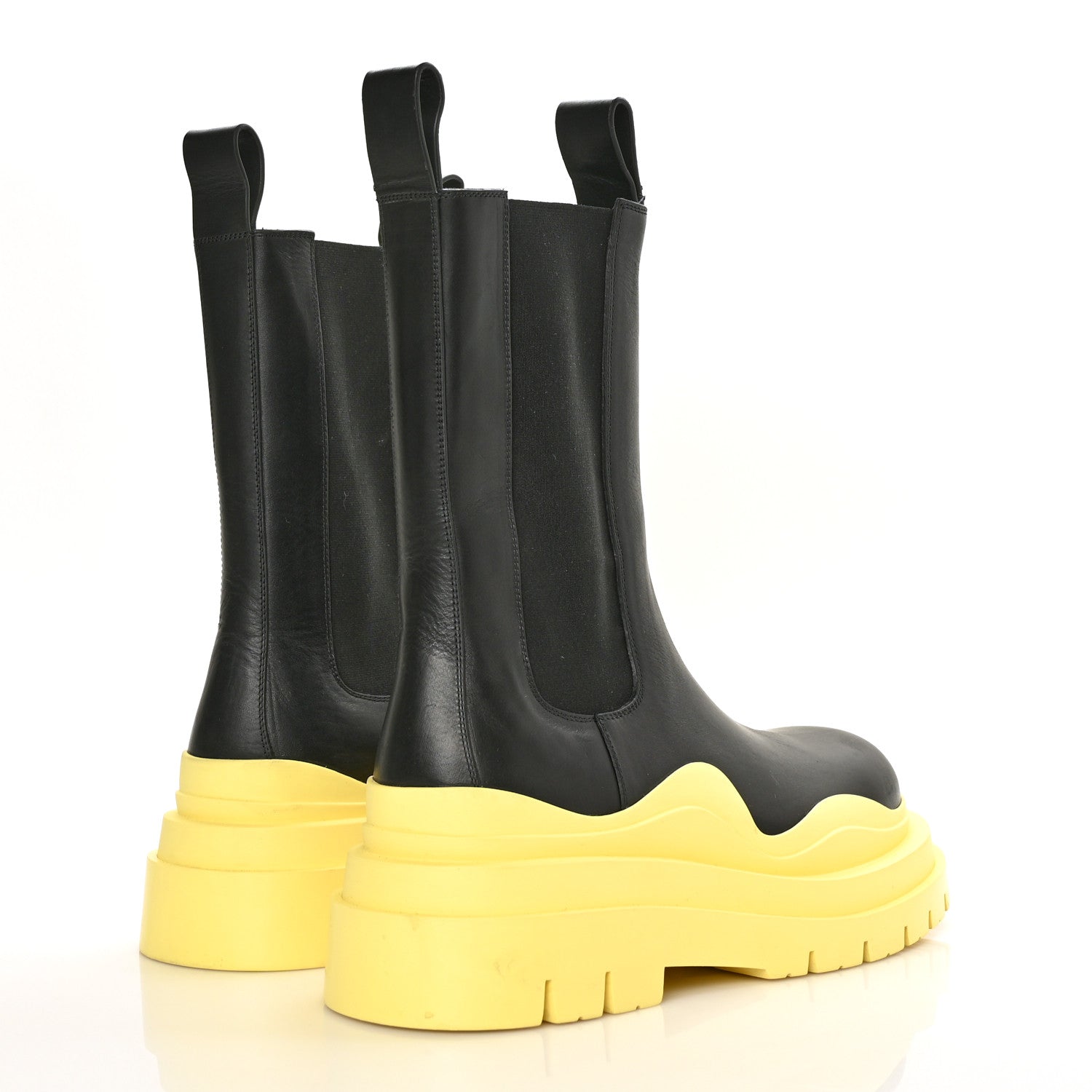 Bottega Veneta Calfskin The Tire Chelsea Boots 41 Black Yellow 4 of 8