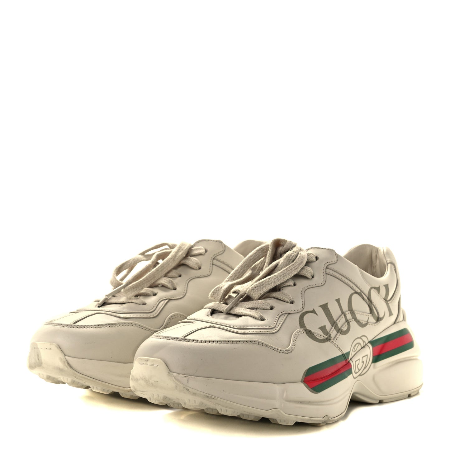 Calfskin Logo Womens Rhyton Sneakers 38.5 Ivory