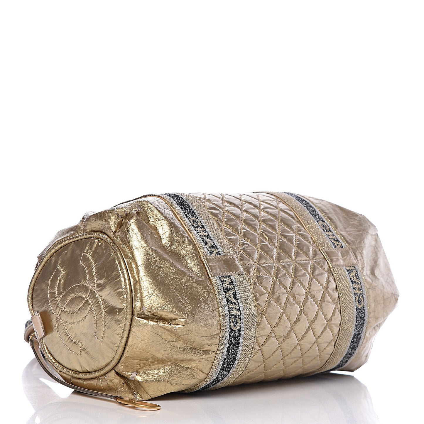 Metallic Coated Canvas Sport Duffle Gold