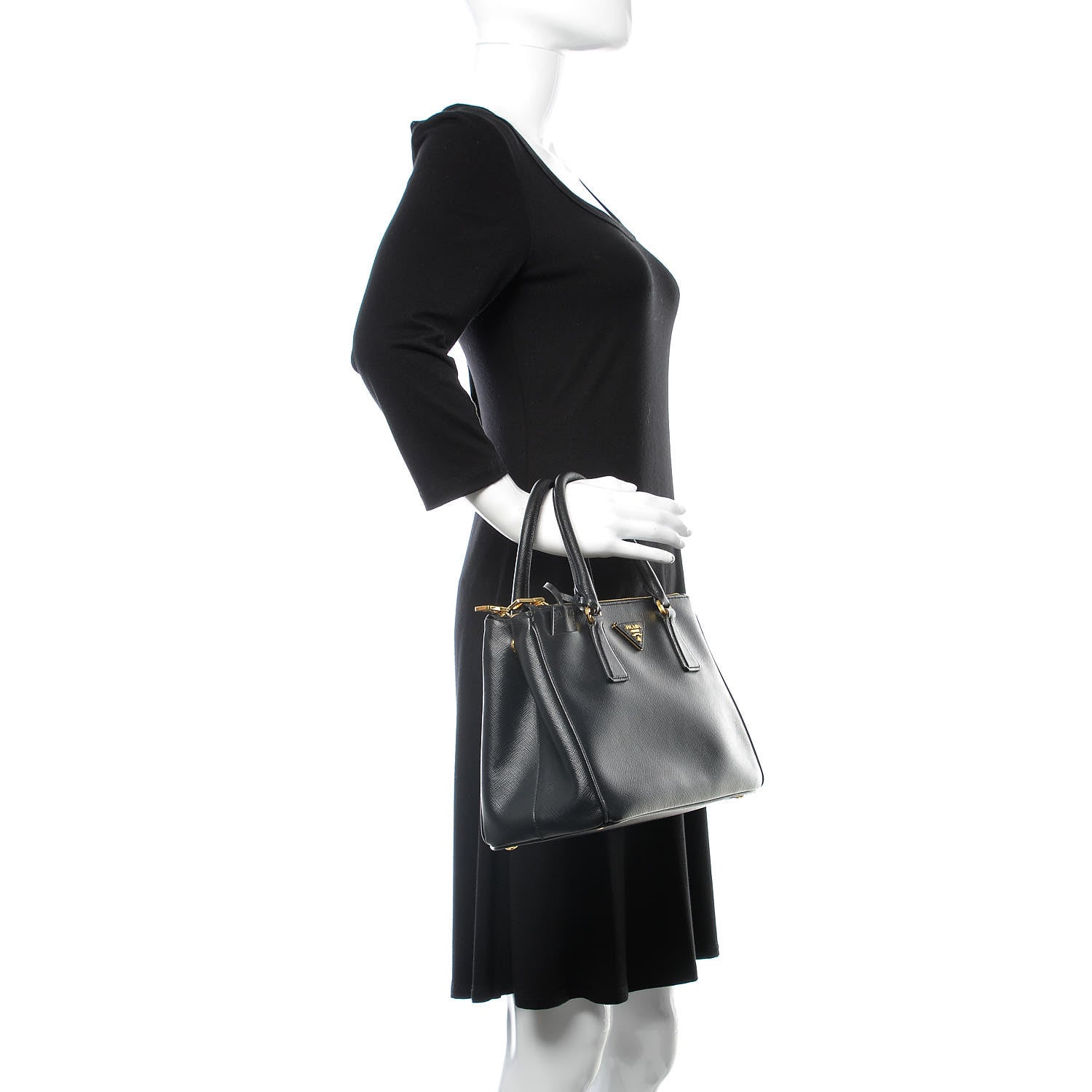 Prada Saffiano Small Galleria Double Zip Tote Black 2 of 10
