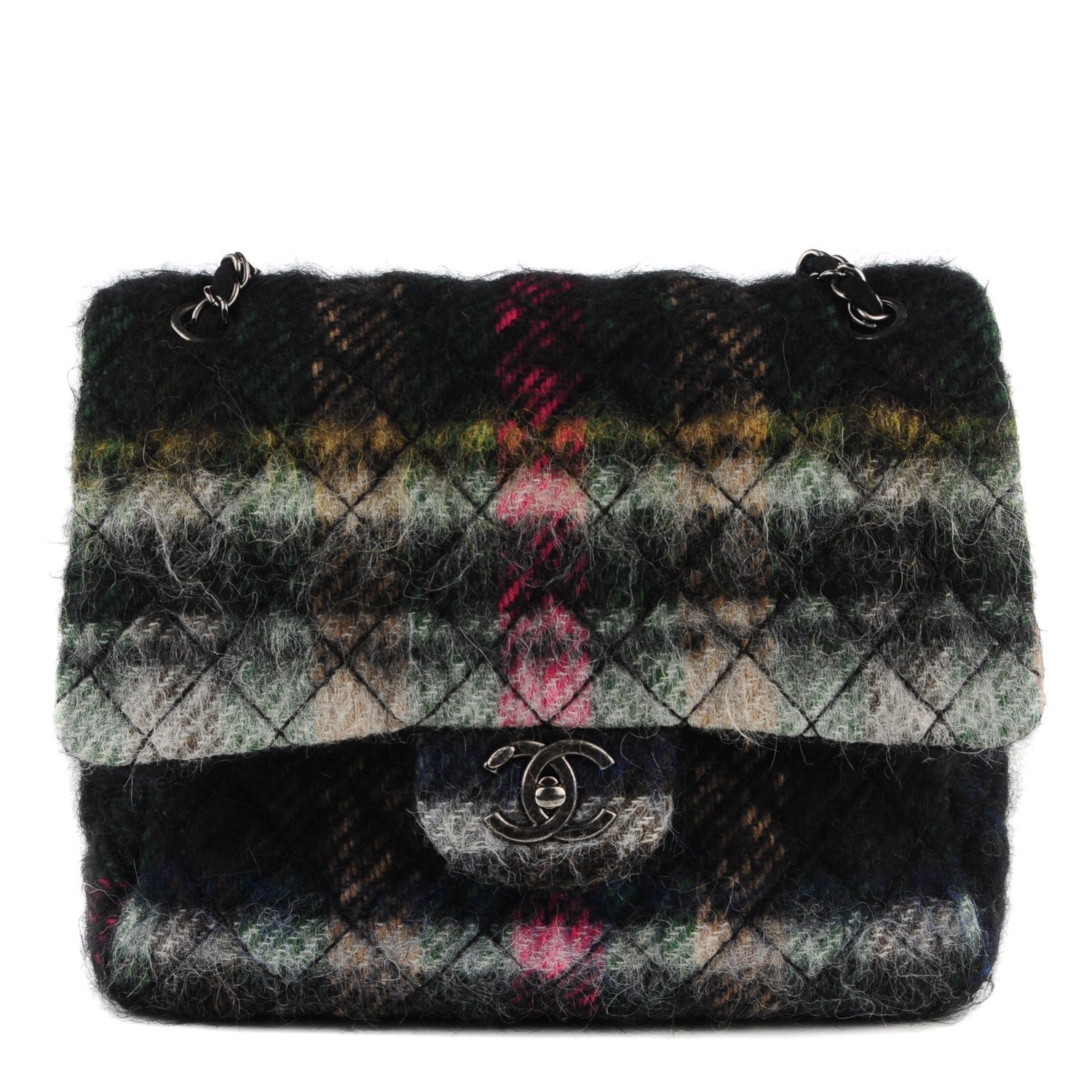 Chanel Mohair Quilted Tartan Day Flap Dark Multicolor 1 of 8