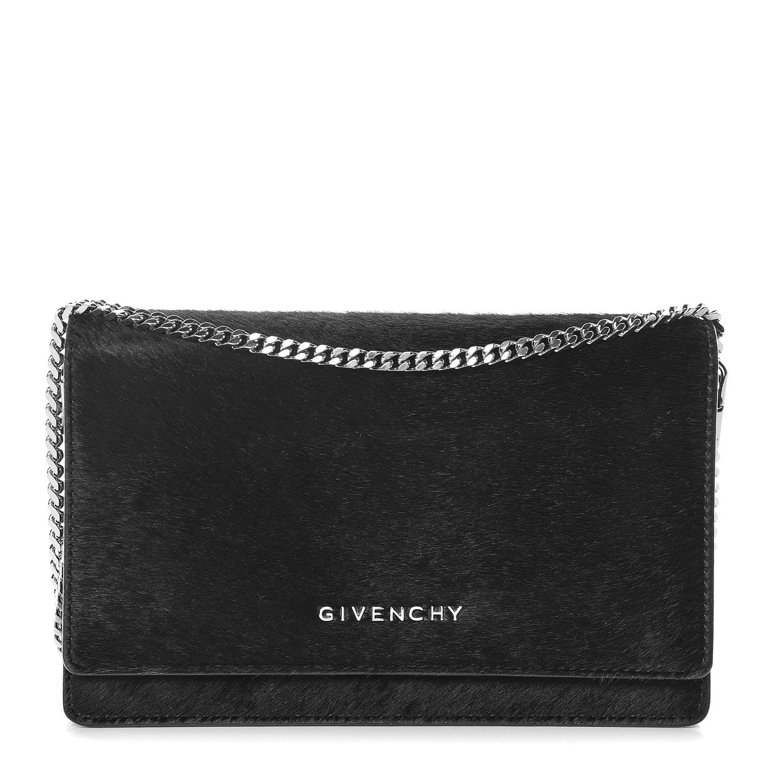 Givenchy Calf Hair Calfskin Pandora Chain Wallet Black 1 of 12