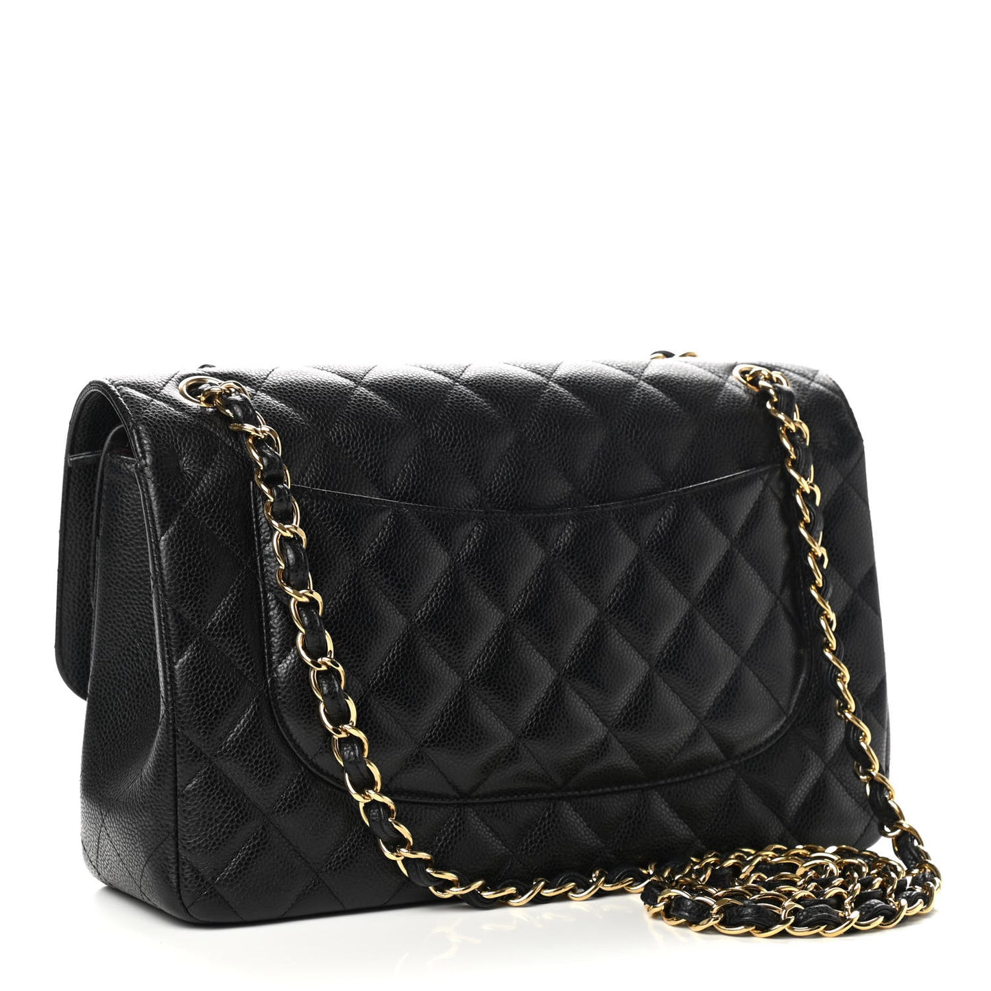 Caviar Quilted Jumbo Double Flap Black