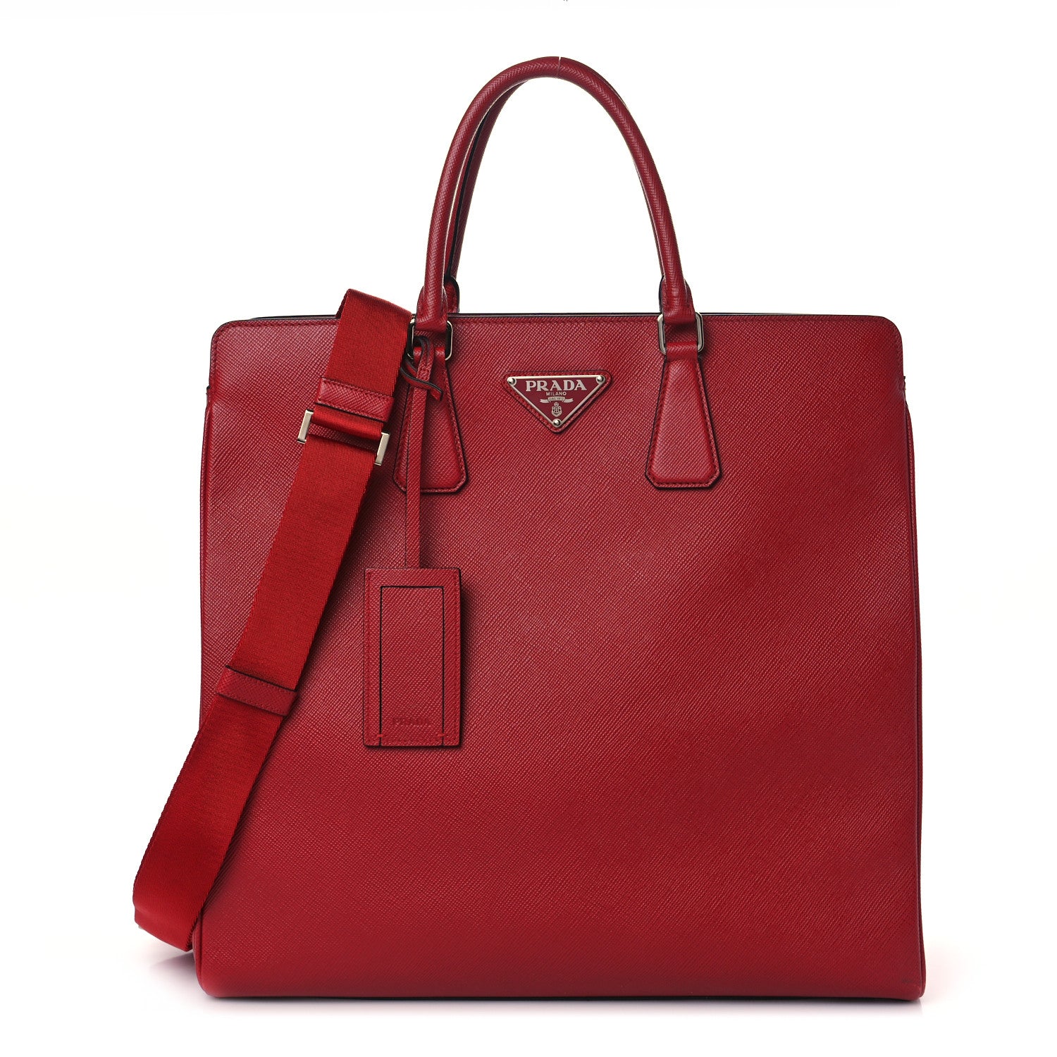Prada Saffiano Medium Portfolio Tote Fuoco 1 of 8