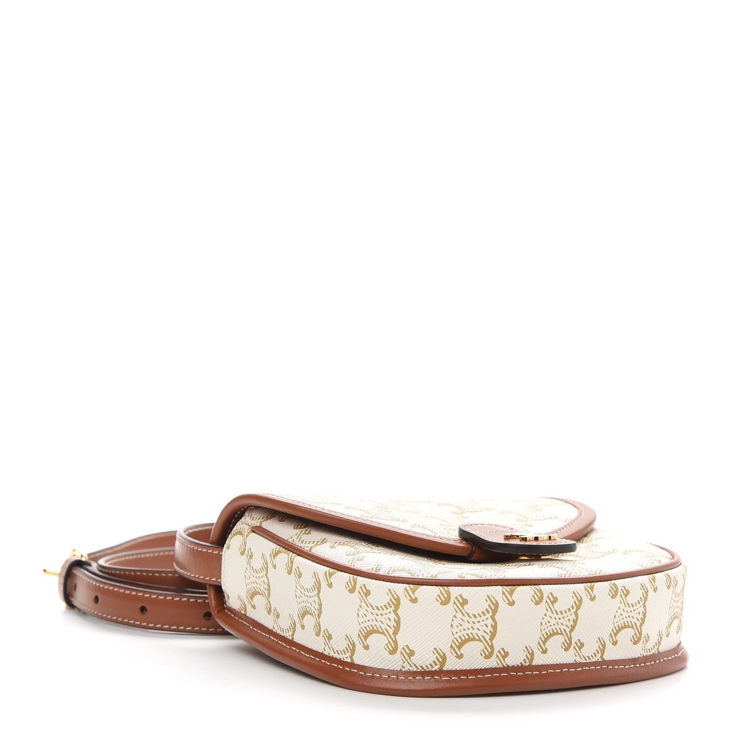 Triomphe Canvas Calfskin Mini Besace Bag White