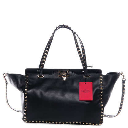Valentino Garavani Vitello Medium Rockstud Tote Black 1 of 7