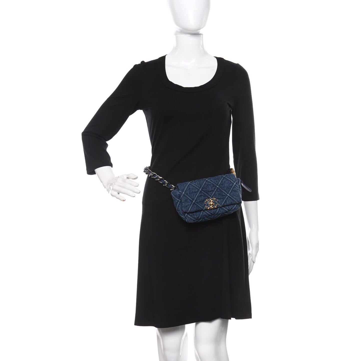 Denim Quilted 19 Belt Bag Blue