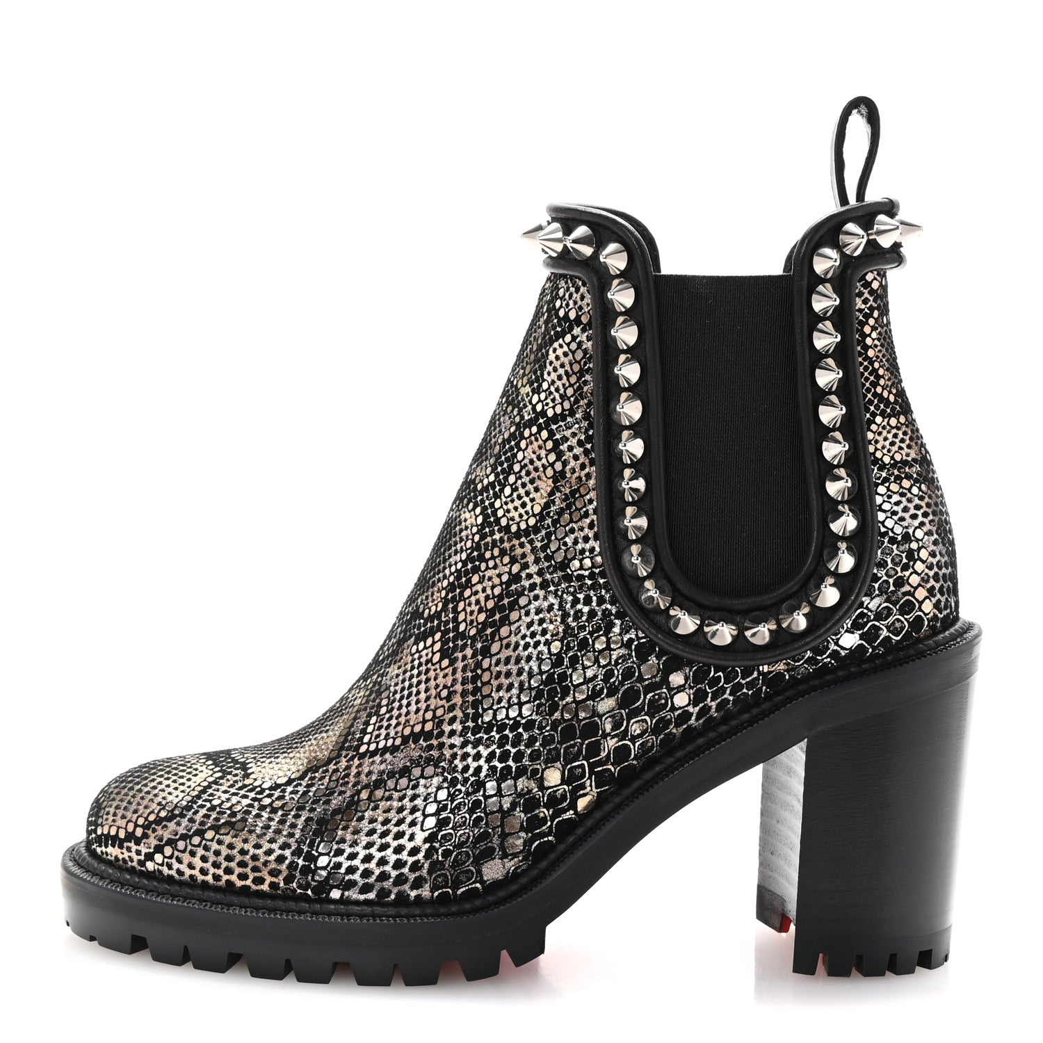 Christian Louboutin Suede Snakeskin Embossed Spiked Capahutta 70 Chelsea Boots 36.5 1 of 9