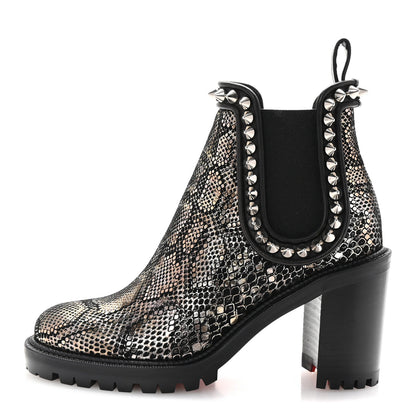 Christian Louboutin Suede Snakeskin Embossed Spiked Capahutta 70 Chelsea Boots 36.5 1 of 9