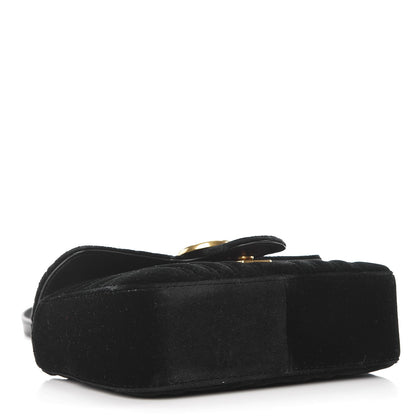 Gucci Velvet Matelasse Mini GG Marmont Shoulder Bag Black 4 of 7