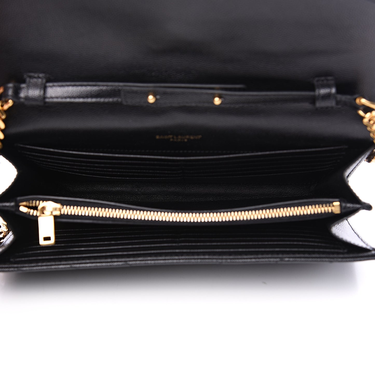 Grain De Poudre Matelasse Chevron Monogram Chain Wallet Black