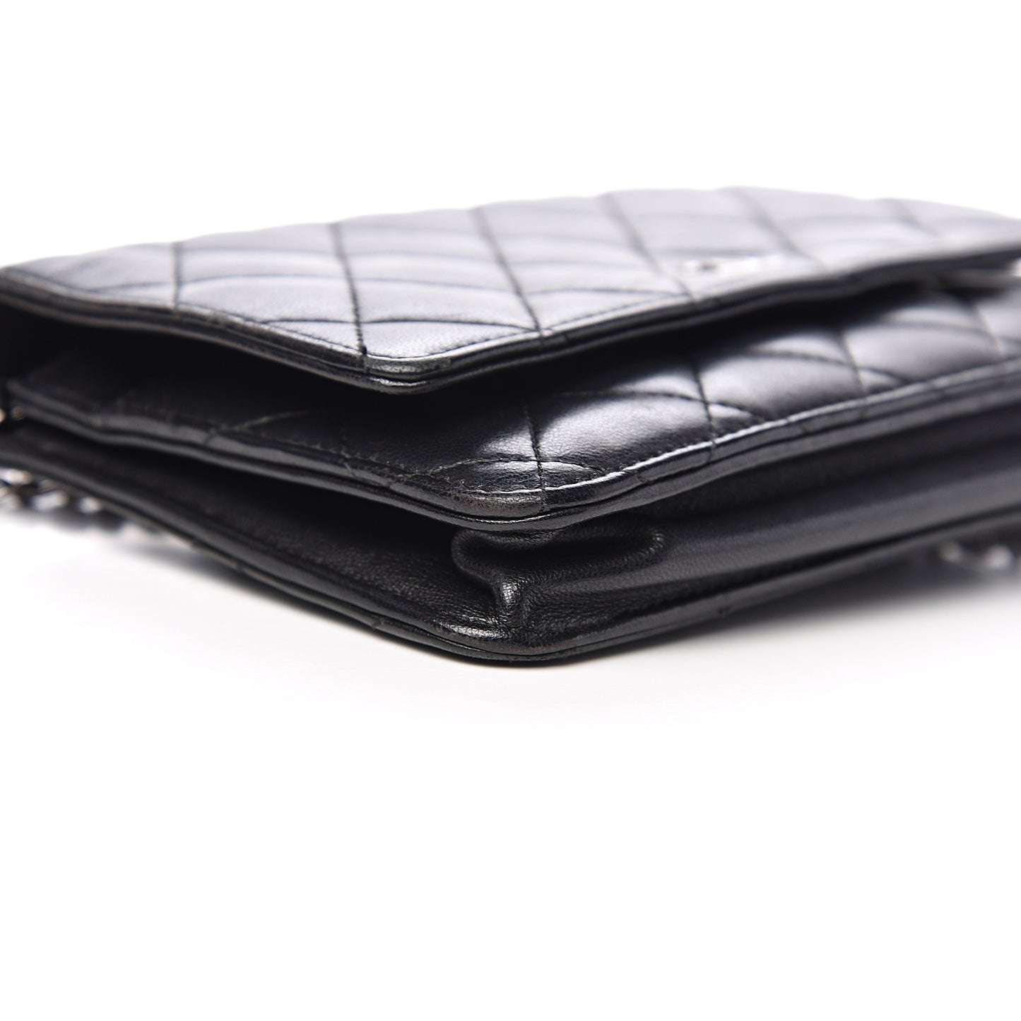 Lambskin Quilted Wallet On Chain WOC Black