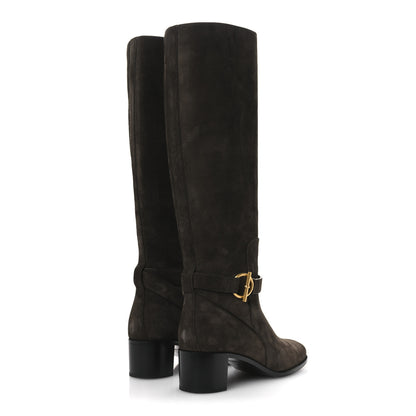 Hermes Suede Calfskin Justine 50 Boots 37 Ecorce 6 of 13