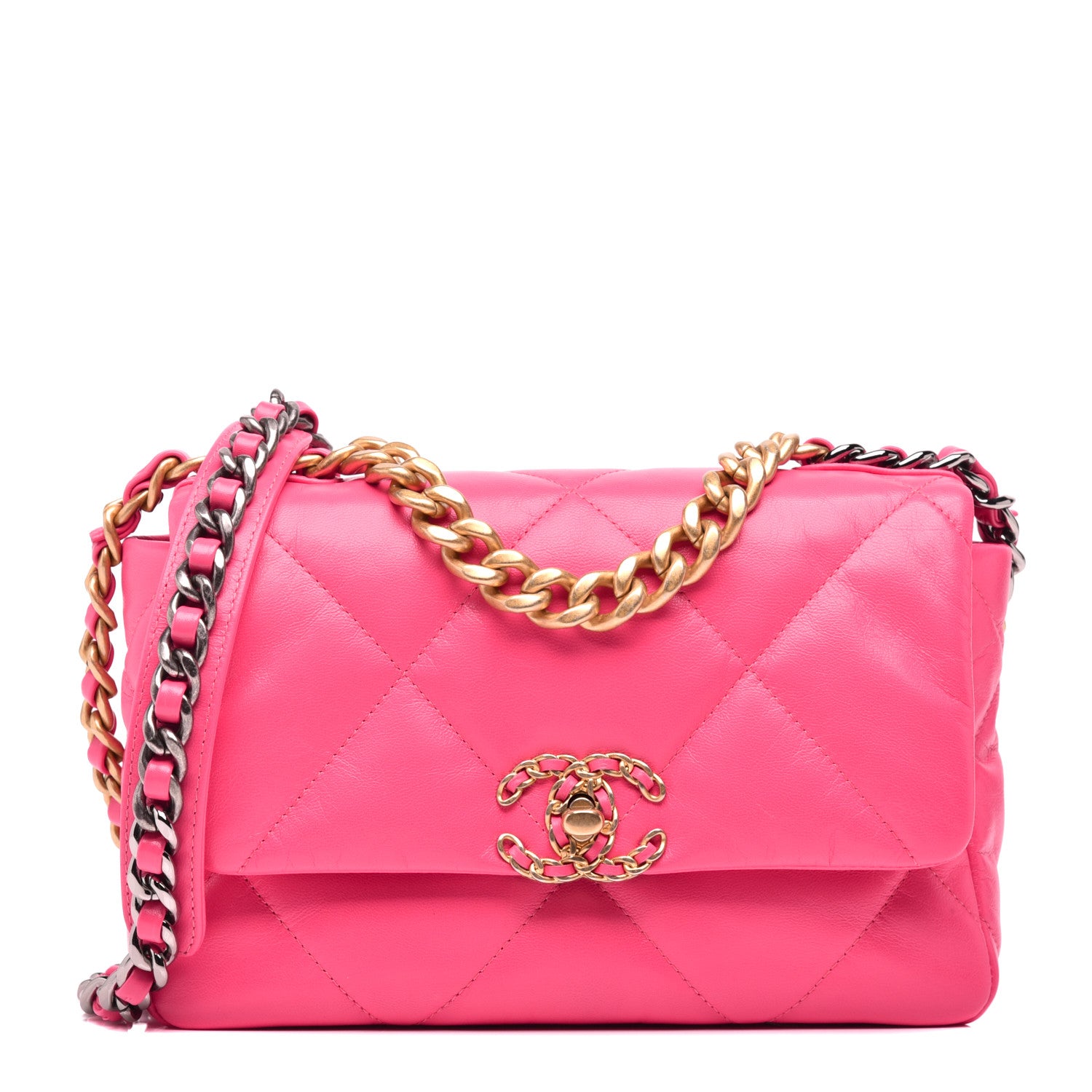 Chanel Shiny Goatskin Quilted Medium 19 Flap Pink 1 of 10