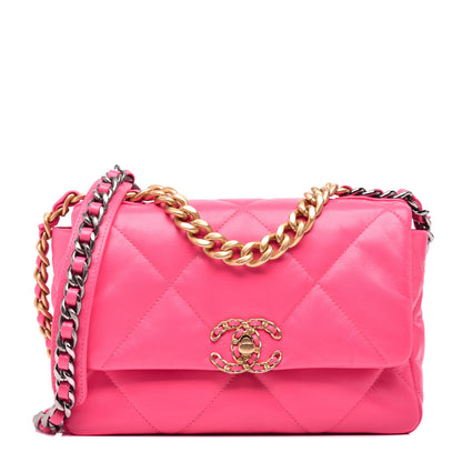 Chanel Shiny Goatskin Quilted Medium 19 Flap Pink 1 of 10