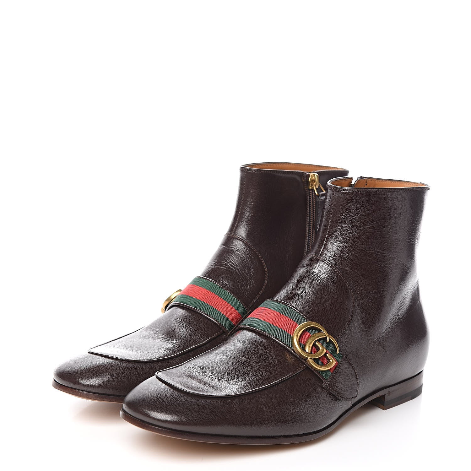 Gucci Goatskin Web Mens GG Ankle Boots 9 Cocoa 3 of 10