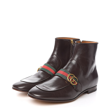 Gucci Goatskin Web Mens GG Ankle Boots 9 Cocoa 3 of 10