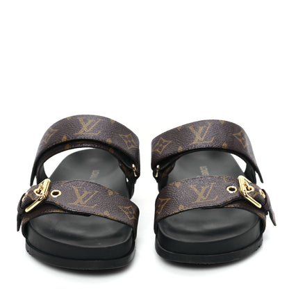 Louis Vuitton Monogram Bom Dia Mule Sandals 36 Black 2 of 9