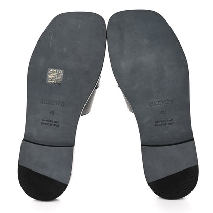 Hermes Calfskin Mens Gabriel Sandals 42 So Black 5 of 10