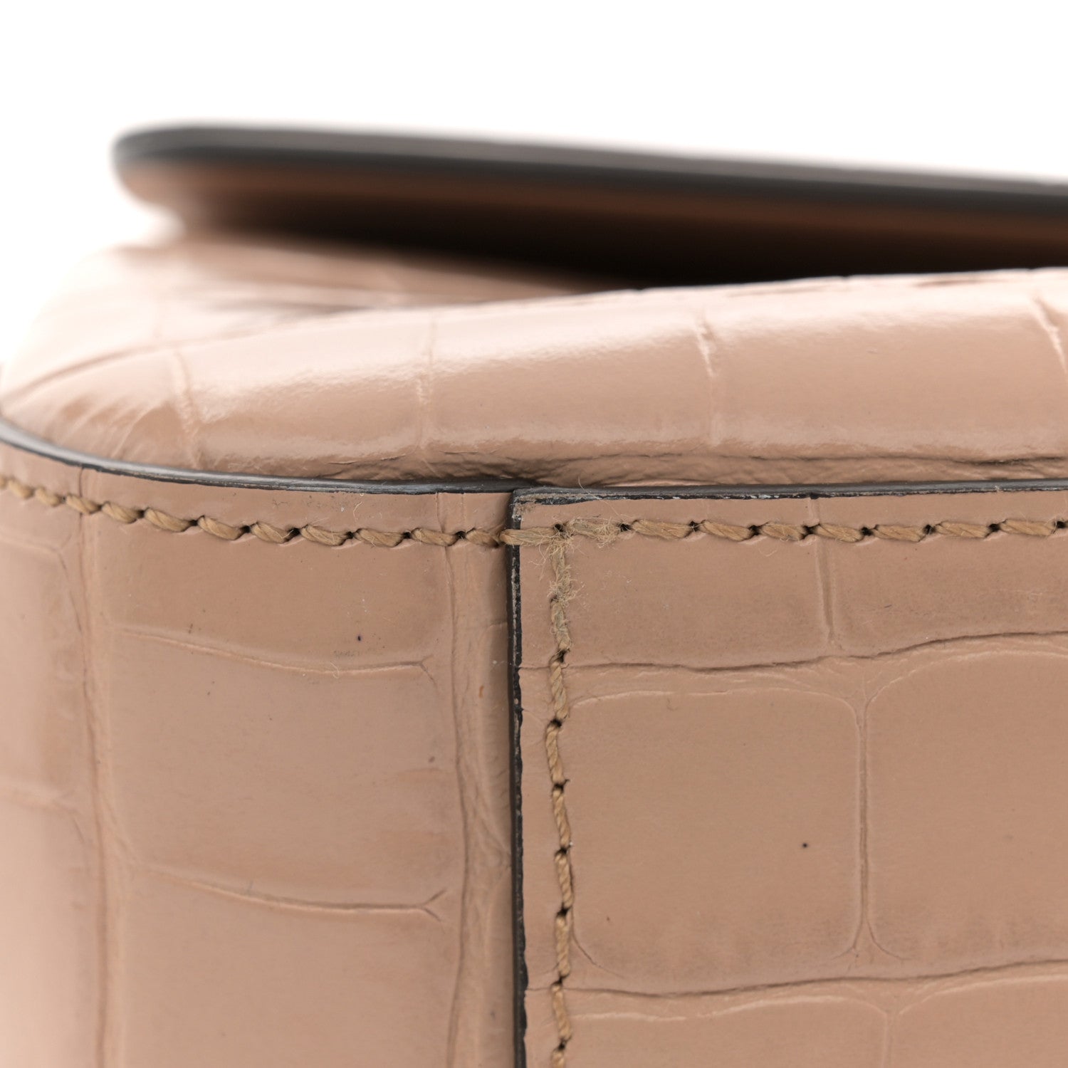 Chloe Calfskin Crocodile Embossed Small C Double Carry Autumnal Brown 11 of 12