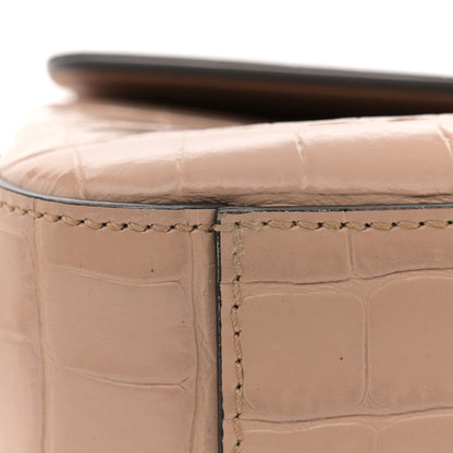 Chloe Calfskin Crocodile Embossed Small C Double Carry Autumnal Brown 11 of 12