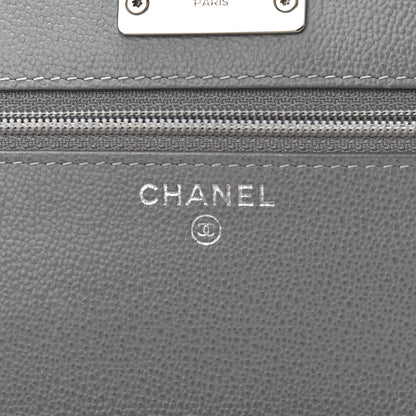 Chanel Grained Calfskin Quilted CC Box Wallet On Chain WOC Grey 5 of 10