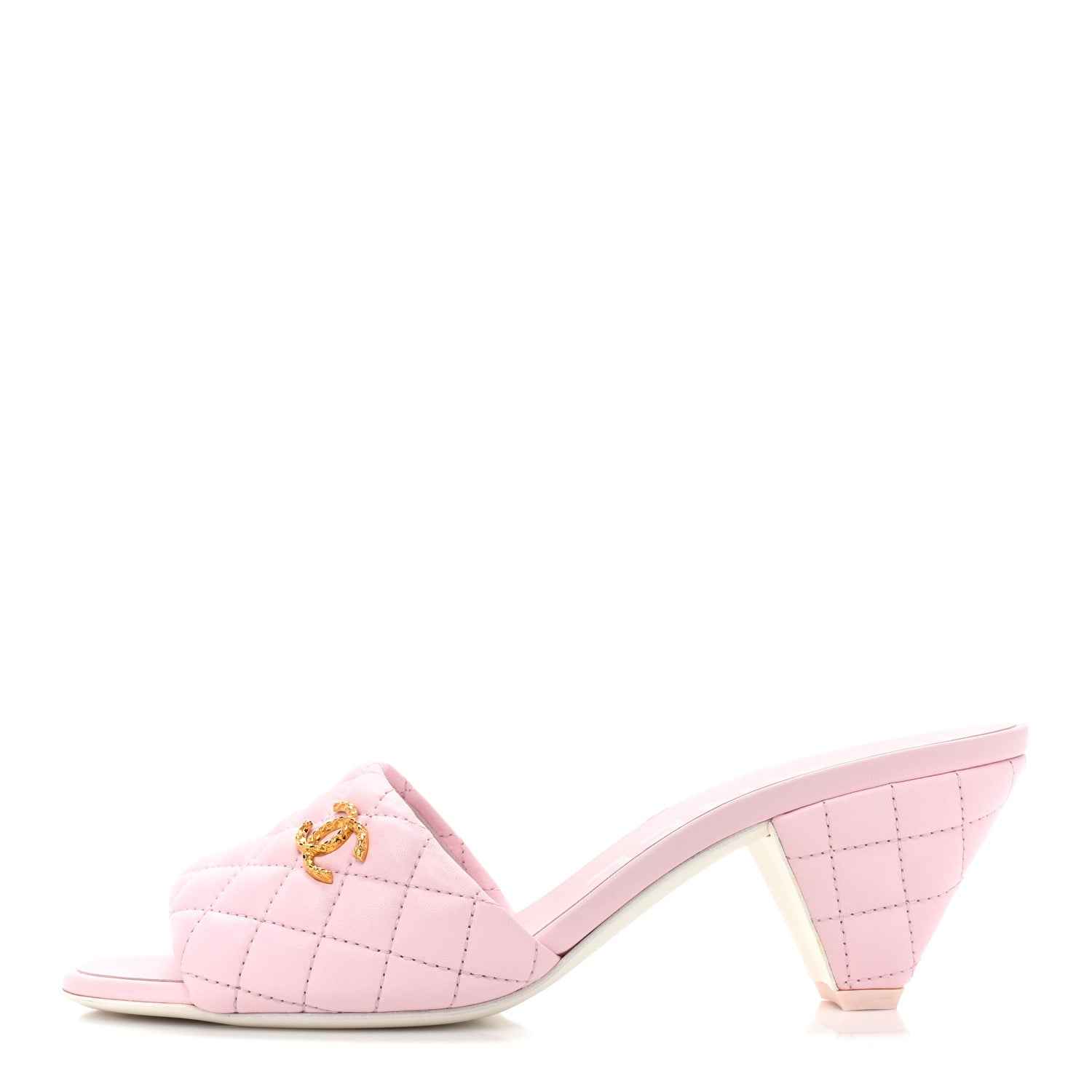 Chanel Lambskin Quilted Textured CC Mules 41 Light Pink 1 of 9
