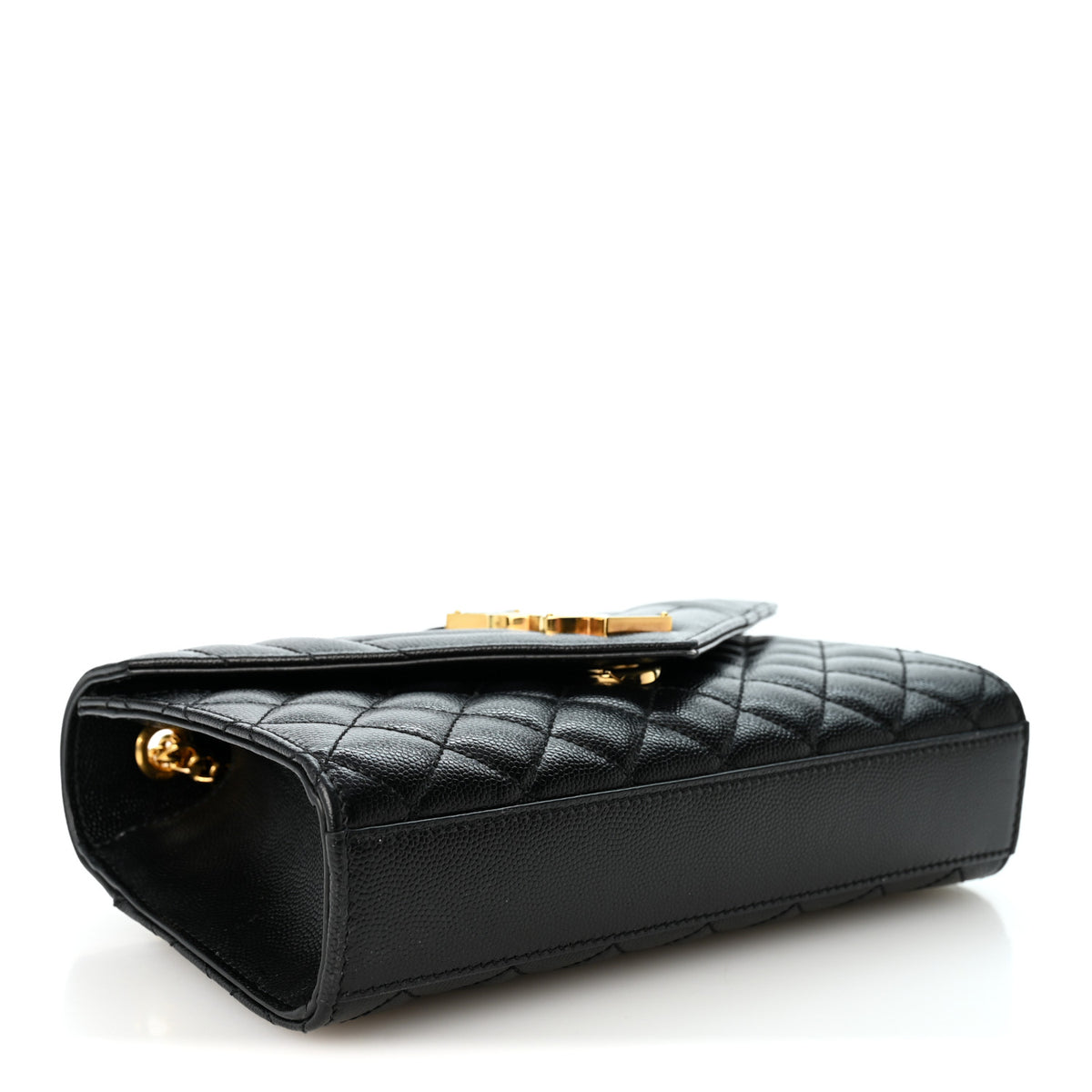Grain De Poudre Textured Mixed Matelasse Triquilt Small Monogram Satchel Black