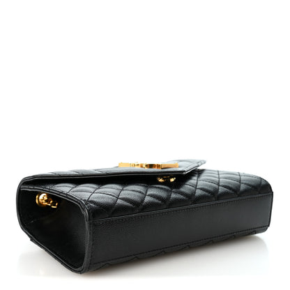 Saint Laurent Grain De Poudre Textured Mixed Matelasse Triquilt Small Monogram Satchel Black 4 of 9