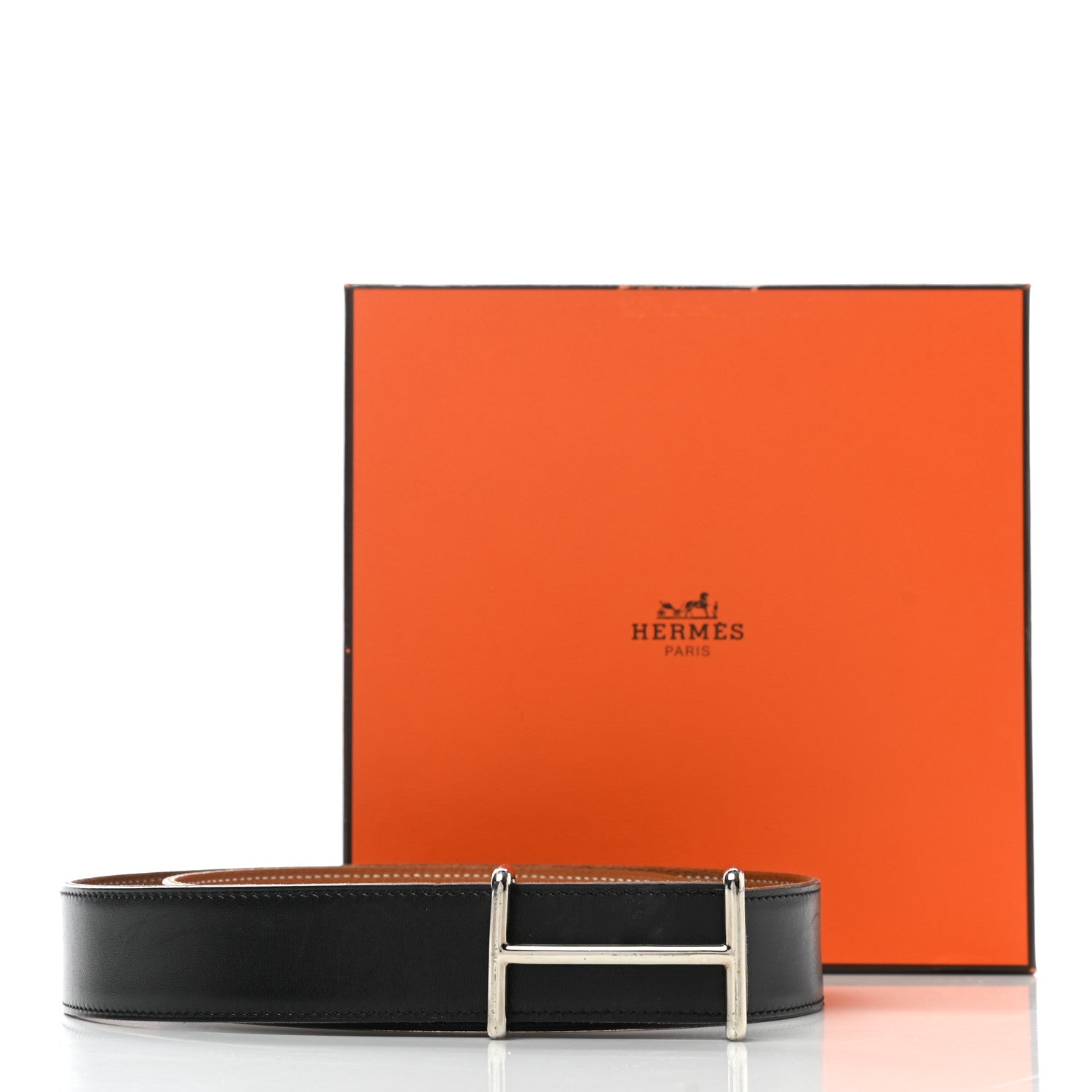Hermes Box Togo 32mm Idem Belt 80 Black Gold 9 of 9