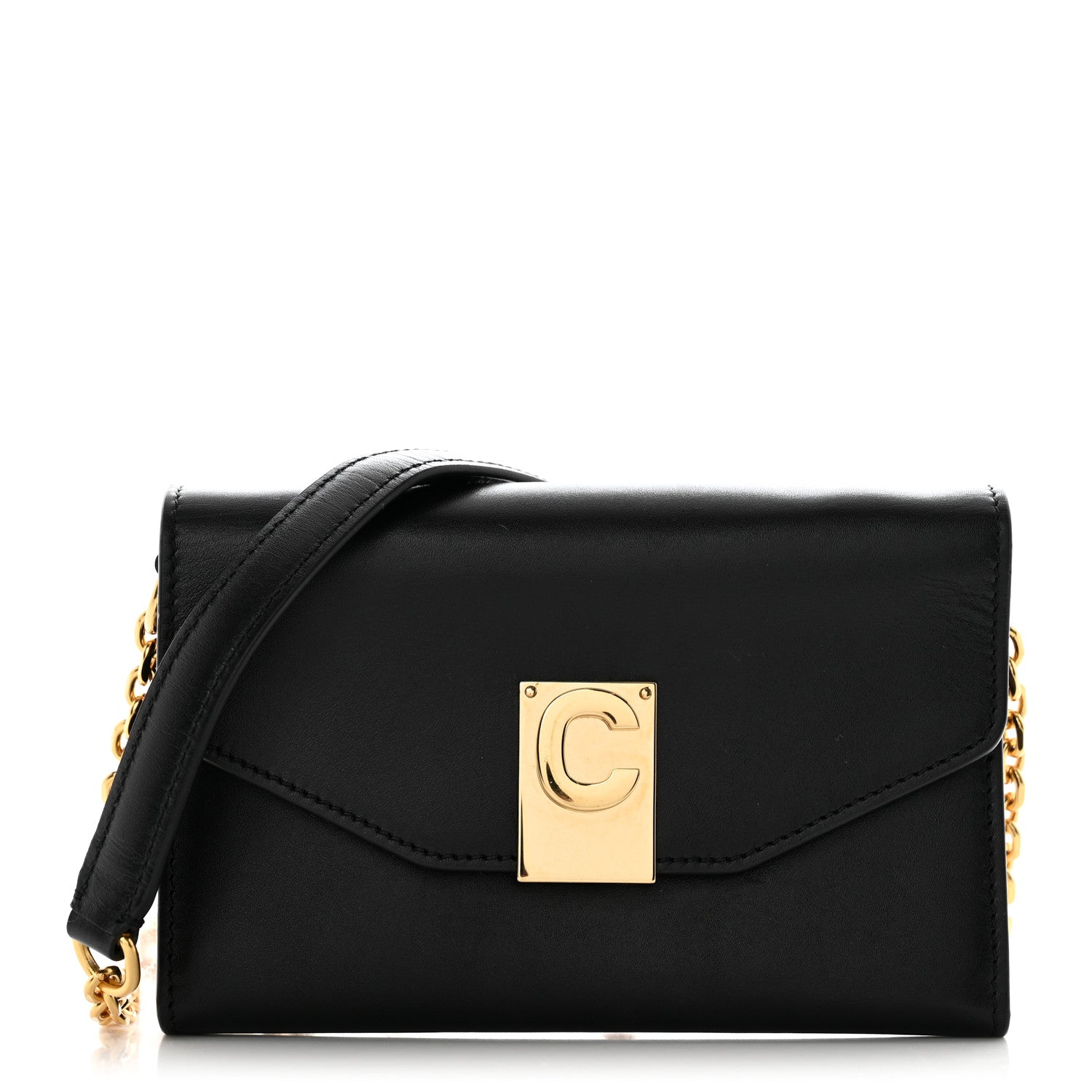 Celine Shiny Smooth Calfskin C Phone Holder Wallet On Chain Bag Black 1 of 8