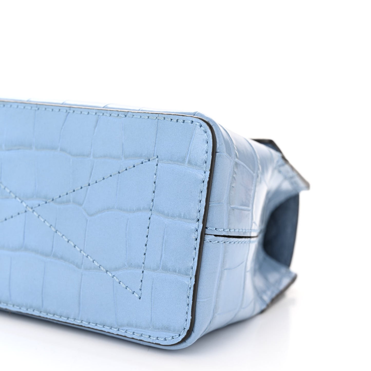 Shiny Croc Calfskin Embossed Micro Seaton Blue