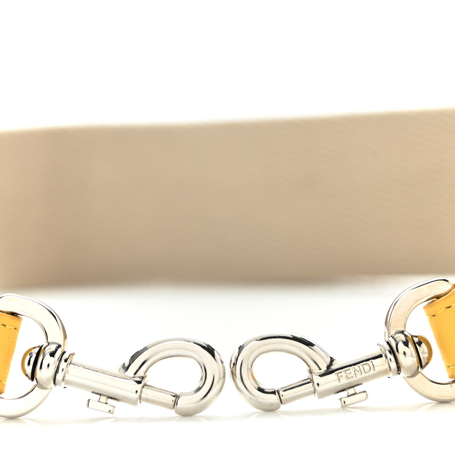Fendi Ribbon Vitello Volanato FF Embroidered Adjustable Strap You Nuvola Yellow 4 of 4