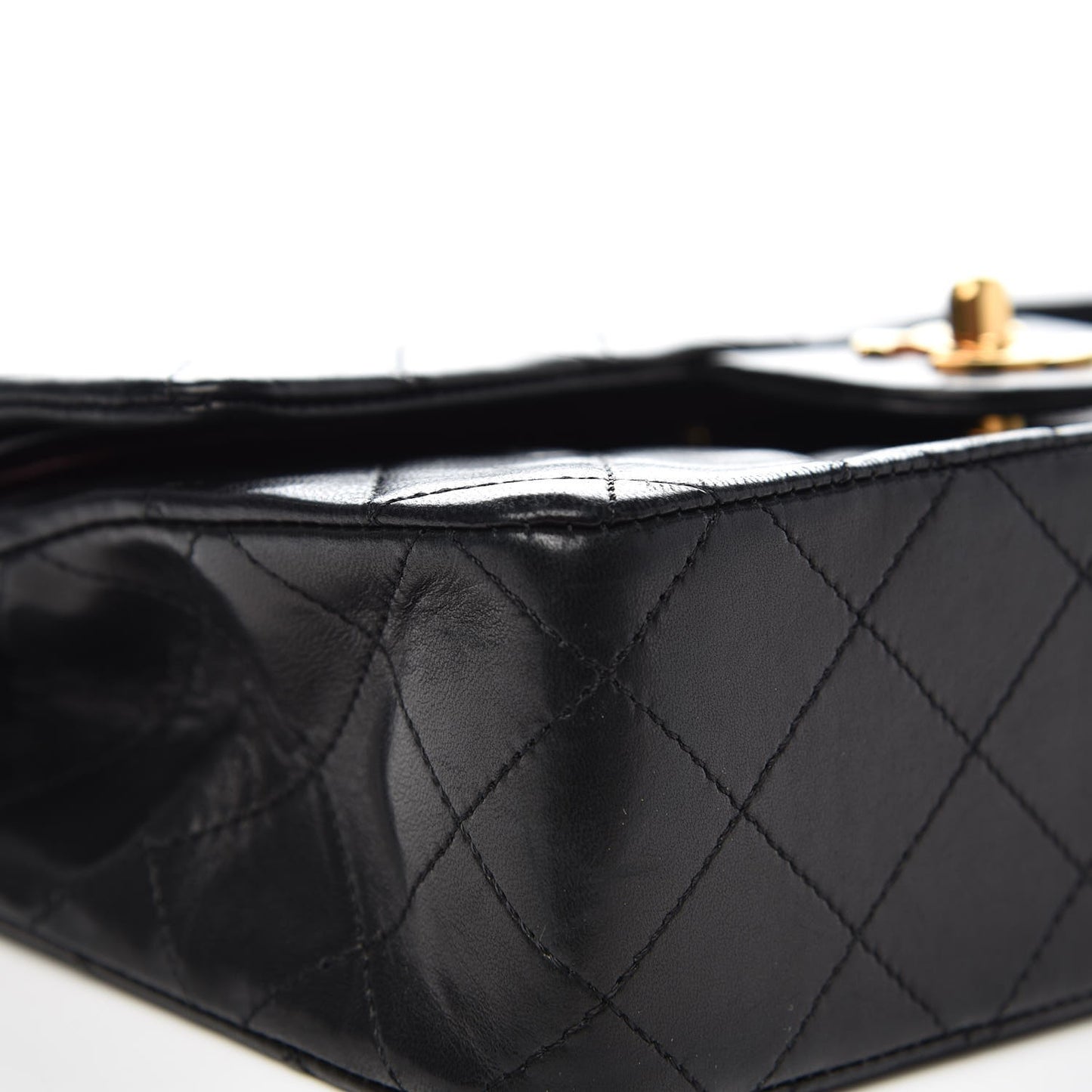 Lambskin Quilted Small Double Flap Black