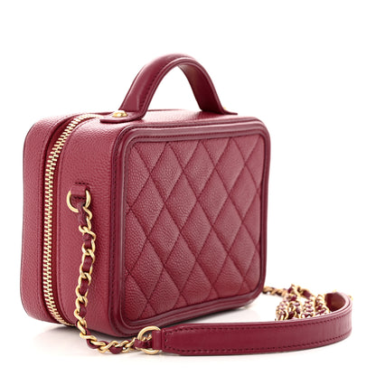 Chanel Caviar Quilted Small CC Filigree Vanity Case Burgundy 3 of 11