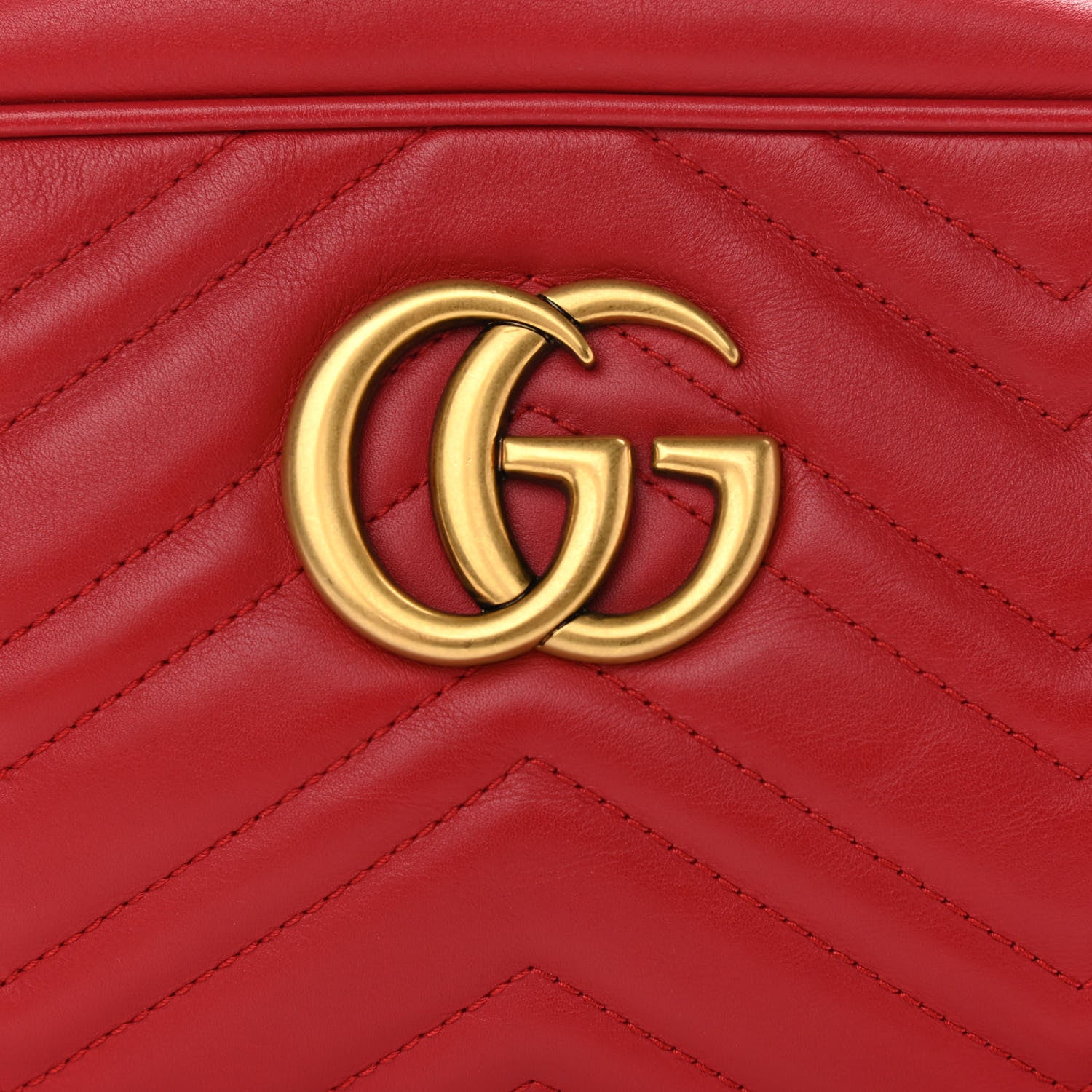 Gucci Calfskin Matelasse Small GG Marmont Chain Shoulder Bag Hibiscus Red 10 of 14