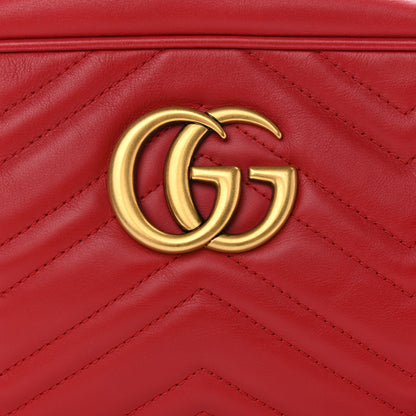Gucci Calfskin Matelasse Small GG Marmont Chain Shoulder Bag Hibiscus Red 10 of 14