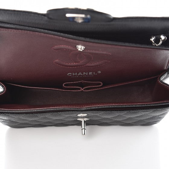 Caviar Quilted Small Double Flap Black