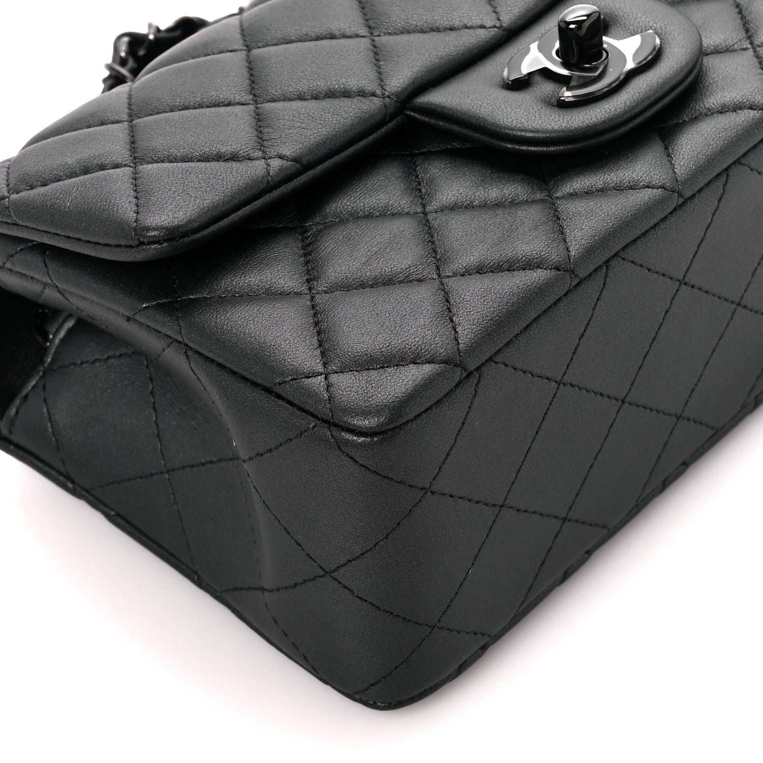 Chanel Lambskin Quilted Mini Rectangular Flap So Black 10 of 12